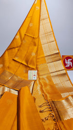 Load image into Gallery viewer, Classic Mango Yellow Double Warp Elegance Handloom Soft Silk Saree SS26430
