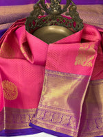 Load image into Gallery viewer, Classic Rose &amp; Purple 2gm Zari Bridal Elegance Kanchipuram Handloom Silk Saree SS23760
