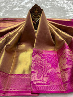 Load image into Gallery viewer, Classic Gold &amp; Glow Purple Elegance Kanchipuram Handloom Silk Saree SS25435
