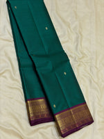 Load image into Gallery viewer, Classic Teal Green &amp; Purple Traditional Butta Kanchipuram Handloom Silk Saree SS26596
