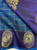 Load image into Gallery viewer, Classic Prussian Blue &amp; Navy Blue Elegance Kanchipuram Handloom Silk Saree SS23788
