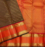 Load image into Gallery viewer, Classic Moss Brown &amp; Orange 2gm Zari Elegance Kanchipuram Handloom Silk Saree SS24449
