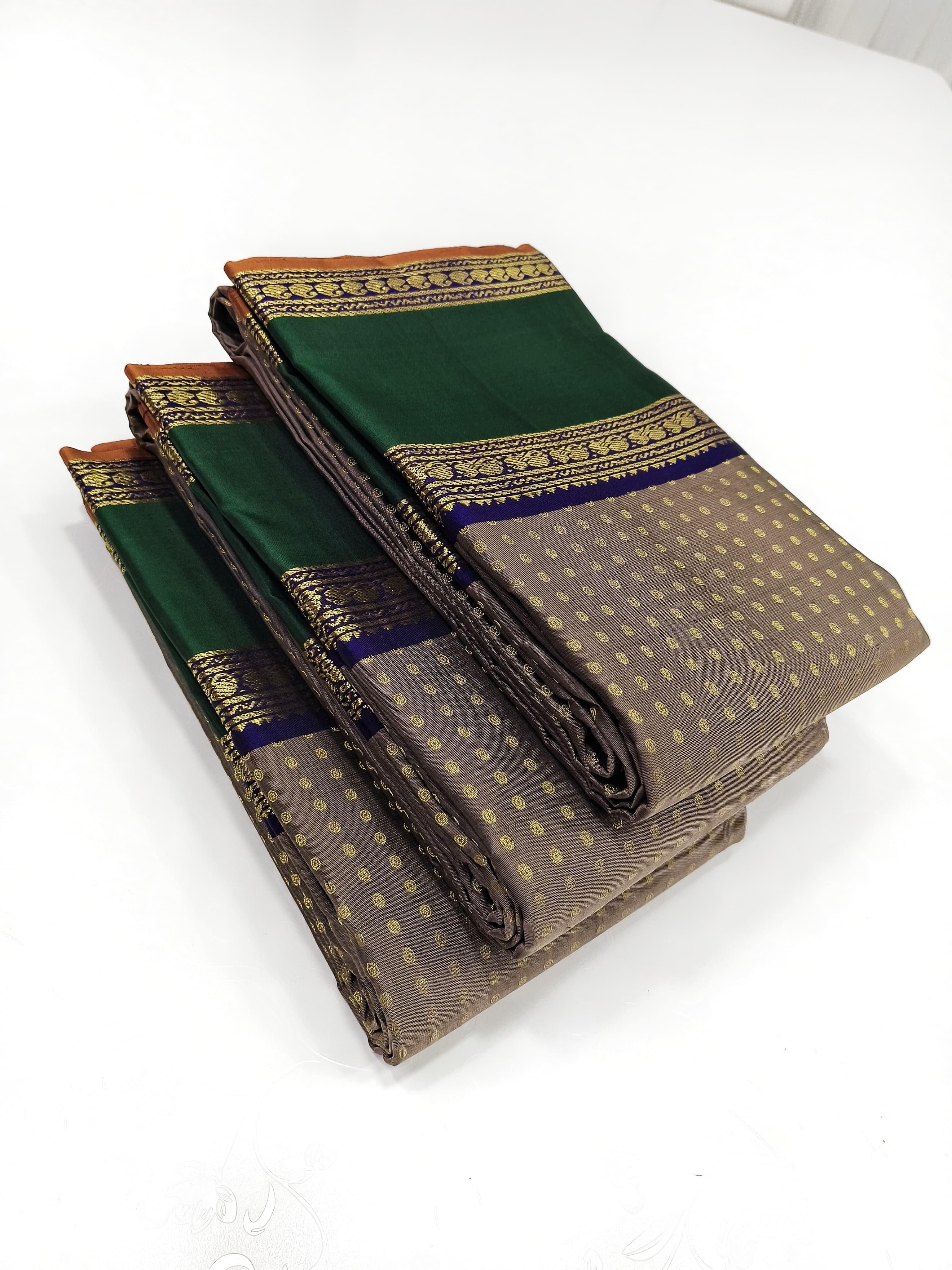 Classic Pastel Cocoa Grey & Robin Blue 2gm Zari Elegance Kanchipuram Handloom Silk Saree SS24472