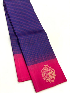 Classic Violet & Deep Pink Elegance Kanchipuram Handloom Silk Saree SS23540