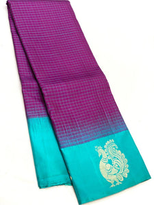 Classic Wine Red & Turquoise Elegance Kanchipuram Handloom Silk Saree SS23539