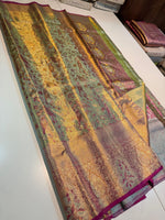 Load image into Gallery viewer, Classic Green Tint &amp; Deep Pink Meenakari Bridal Elegance Kanchipuram Handloom Silk Saree SS27614

