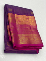 Load image into Gallery viewer, Classic Purple &amp; Dark Cerise Pink 2gm Zari Elegance Kanchipuram Handloom Silk Saree SS23629
