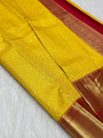 Load image into Gallery viewer, Classic Golden Yellow &amp; Chilli Red Korvai Zari Bridal Elegance Kanchipuram Handloom Silk Saree SS26024
