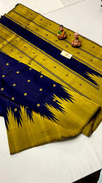Load image into Gallery viewer, Classic Royal Blue Korvai Temple Kanchipuram Handloom Silk Saree SS25857
