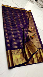 Load image into Gallery viewer, Classic Aubergine Elegance Kanchipuram Handloom Silk Saree SS25206
