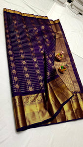 Classic Aubergine Elegance Kanchipuram Handloom Silk Saree SS25206