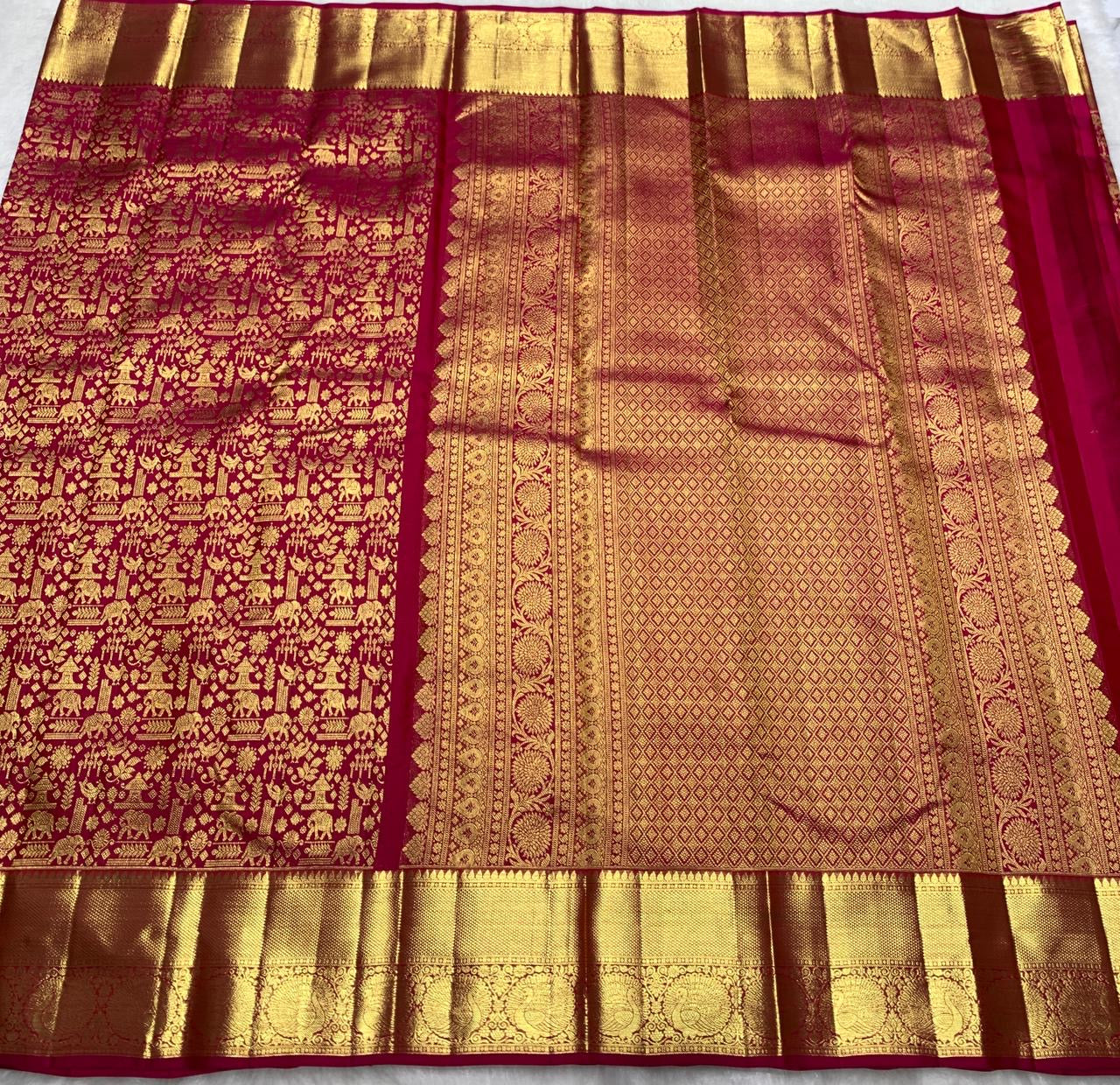 Classic Glow Pink 2gm Zari Bridal Elegance Kanchipuram Handloom Silk Saree SS25432