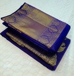 Load image into Gallery viewer, Classic Royal Blue Kanchipuram Handloom Silk Saree SS25507
