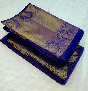 Classic Royal Blue Kanchipuram Handloom Silk Saree SS25507