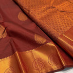 Load image into Gallery viewer, Classic Brown Red Rose Gold Zari Elegance Kanchipuram Handloom Silk Saree SS23586
