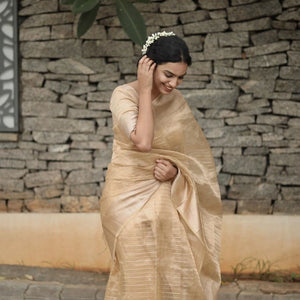 Classic Beige Elegance Tissue Silk Saree SS25260