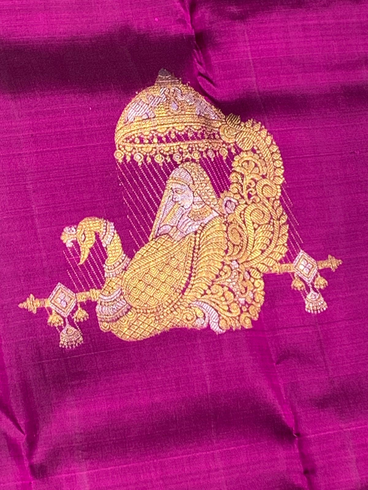 Classic Wine Red & Sea Green 2gm Zari Kanchipuram Handloom Silk Saree SS26005