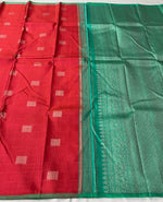 Load image into Gallery viewer, Classic Crimson Red &amp; Jade Green 2gm Zari Elegance Kanchipuram Handloom Silk Saree SS24156
