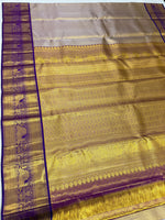 Load image into Gallery viewer, Classic Gold &amp; Navy Blue 2gm Zari Tissue Elegance Kanchipuram Handloom Silk Saree SS24255
