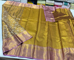 Load image into Gallery viewer, Classic Shimmer Gold &amp; Lavender Brocade Tissue Bridal Elegance Kanchipuram Handloom Silk Saree SS27278
