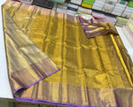 Load image into Gallery viewer, Classic Shimmer Gold &amp; Lavender Brocade Tissue Bridal Elegance Kanchipuram Handloom Silk Saree SS27285
