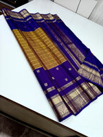 Load image into Gallery viewer, Classic Golden Mustard &amp; Bluish Violet Elegance Kanchipuram Handloom Silk Saree SS28104
