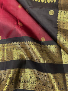 Classic Maroon & Brown 2gm Zari Kanchipuram Handloom Silk Saree SS25950