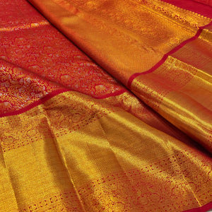 Classic Burnt Orange 2gm Zari Elegance Kanchipuram Handloom Silk Saree SS24141