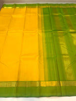 Load image into Gallery viewer, Classic Mango Yellow &amp; Spring Green 2gm Zari Elegance Kanchipuram Handloom Silk Saree SS27356
