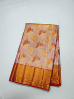 Load image into Gallery viewer, Classic Rose Gold &amp; Dark Red 1point5 gm Zari Bridal Elegance Kanchipuram Handloom Silk Saree SS26453

