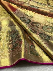 Classic Gold 2gm Zari Bridal Elegance Kanchipuram Handloom Silk Saree SS25365