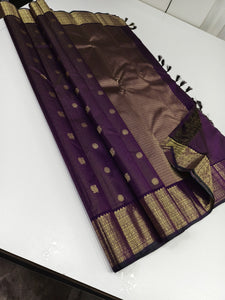 Classic Plum 2gm Zari Elegance Kanchipuram Handloom Silk Saree SS24315