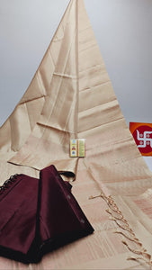 Classic Pearl Beige Elegance Handloom Soft Silk Saree SS25664