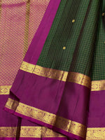 Load image into Gallery viewer, Classic Bottle Green &amp; Wine Purple 2gm Zari Vaira Oosi Kanchipuram Handloom Silk Saree SS25587
