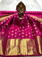 Load image into Gallery viewer, Classic Deep Pink 2gm Zari Bridal Elegance Kanchipuram Handloom Silk Saree SS24106
