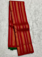 Load image into Gallery viewer, Classic Scarlet Red &amp; Deep Green 2gm Zari Kanchipuram Handloom Silk Saree SS25848
