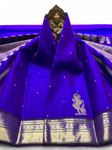 Classic Robin Blue 2gm Zari Kanchipuram Handloom Silk Saree SS26500