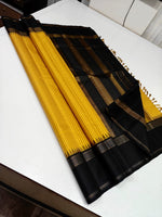 Load image into Gallery viewer, Classic Golden Yellow &amp; Charcoal Black 2gm Zari Traditional Korvai Elegance Kanchipuram Handloom Silk Saree SS27980
