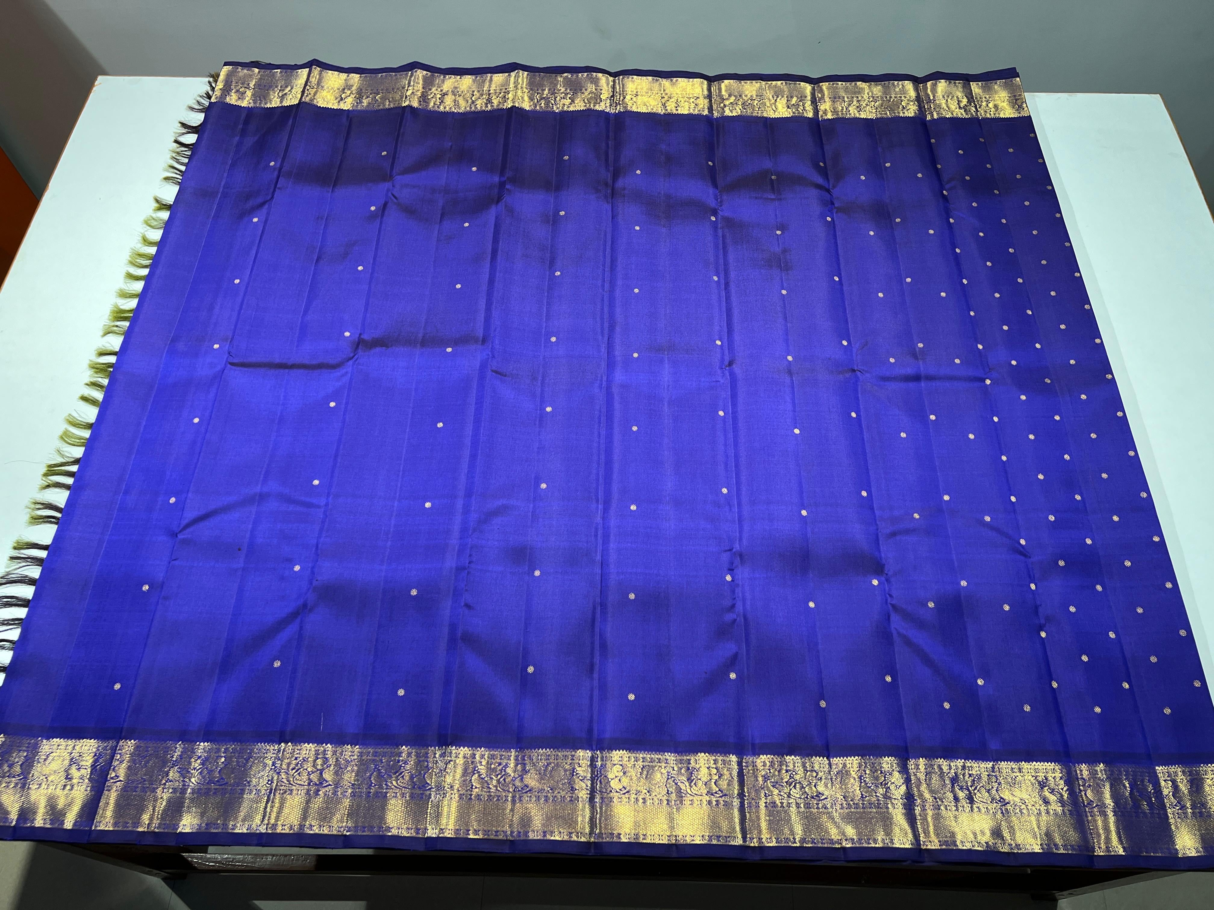 Classic Royal Blue 1gm Zari Bridal Elegance Kanchipuram Handloom Silk Saree SS26047