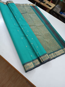 Turquoise Green Kanchipuram Handloom Silk Saree SS25867