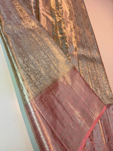 Classic Silver & Pink Bridal Elegance Kanchipuram Handloom Silk Saree SS26294