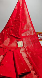 Load image into Gallery viewer, Classic Crimson Red Elegance Handloom Soft Silk Saree SS26232
