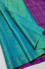 Load image into Gallery viewer, Classic Sea Green &amp; Purple Double Warp Handloom Soft Silk Saree SS27867
