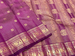 Load image into Gallery viewer, Classic Jamun Plum 2gm Zari Vaira Oosi Lines Elegance Kanchipuram Handloom Silk Saree SS28184
