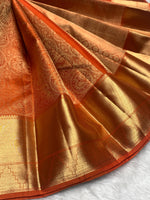 Load image into Gallery viewer, Classic Rust Orange 2gm Zari Bridal Elegance Kanchipuram Handloom Silk Saree SS28249
