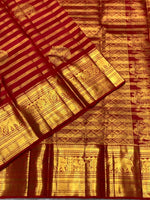 Load image into Gallery viewer, Classic Dark Red 2gm Zari Bridal Elegance Kanchipuram Handloom Silk Saree SS25363
