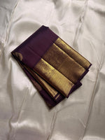 Load image into Gallery viewer, Classic Plum Bridal Elegance Kanchipuram Handloom Silk Saree SS27631
