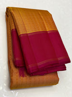 Load image into Gallery viewer, Classic Mango Yellow &amp; Deep Pink 2gm Zari Elegance Kanchipuram Handloom Silk Saree SS25345

