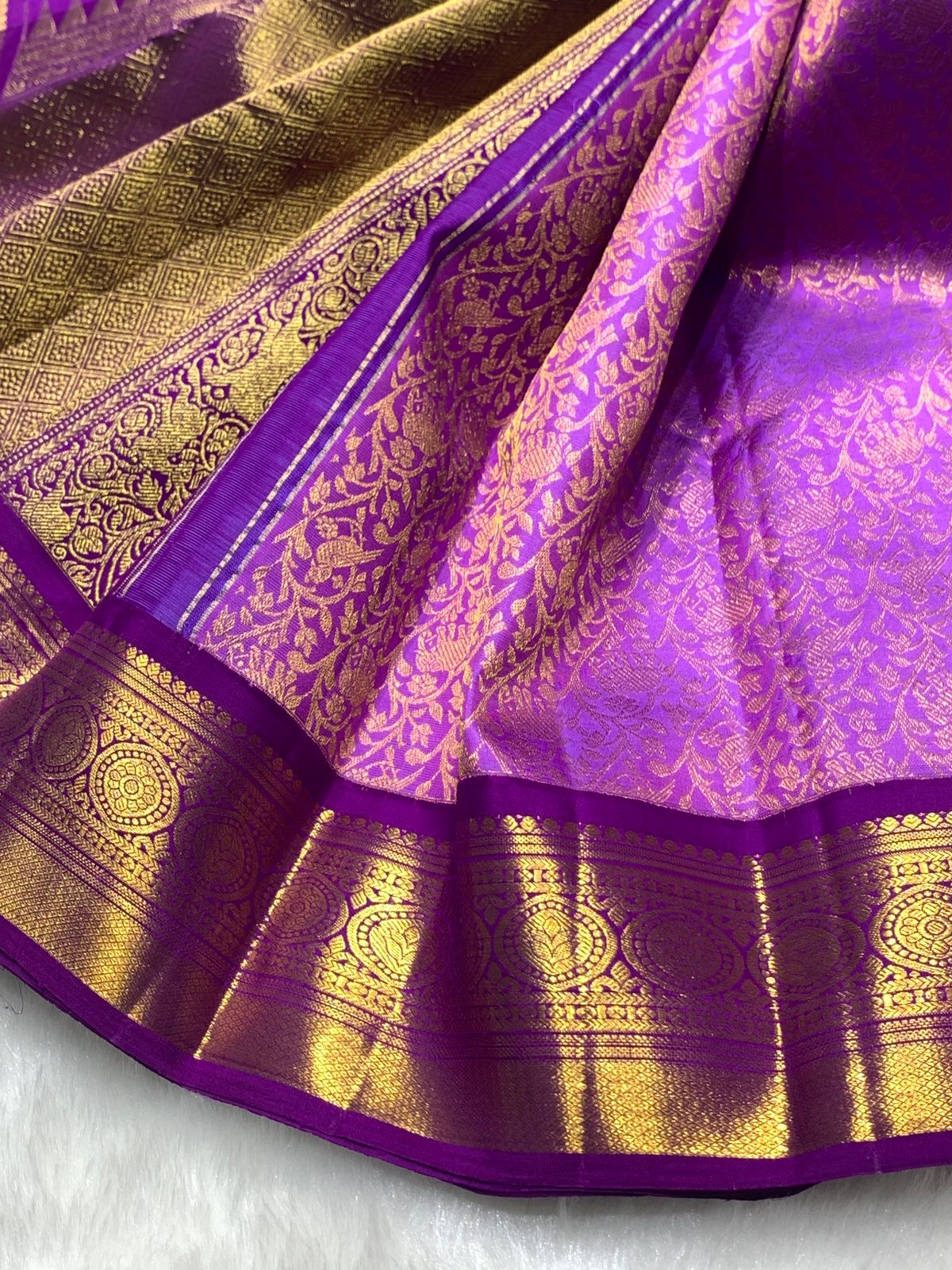 Classic Lavender 2gm Zari Elegance Kanchipuram Handloom Silk Saree SS25273