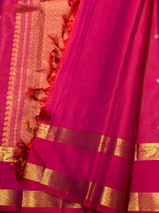 Classic Deep Pink 2gm Zari Vaira Oosi Kanchipuram Handloom Silk Saree SS26513